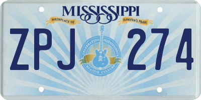 MS license plate ZPJ274