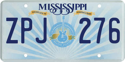 MS license plate ZPJ276