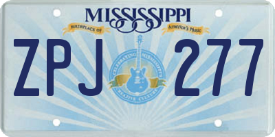 MS license plate ZPJ277