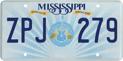 MS license plate ZPJ279