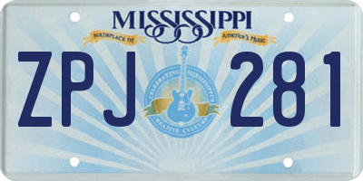 MS license plate ZPJ281