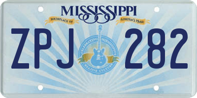 MS license plate ZPJ282