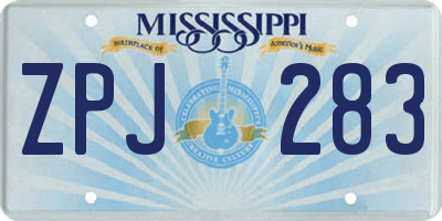MS license plate ZPJ283