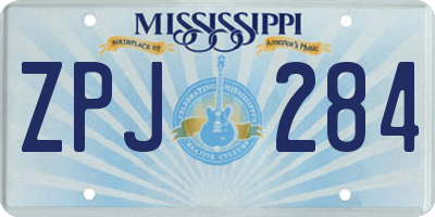 MS license plate ZPJ284