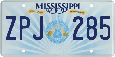 MS license plate ZPJ285