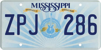 MS license plate ZPJ286