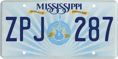 MS license plate ZPJ287