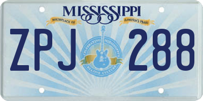 MS license plate ZPJ288