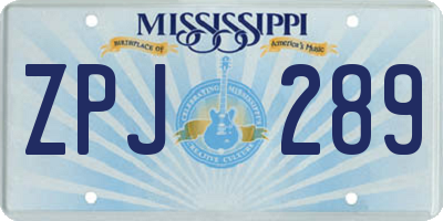 MS license plate ZPJ289