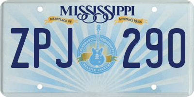 MS license plate ZPJ290