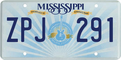 MS license plate ZPJ291