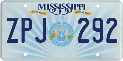 MS license plate ZPJ292