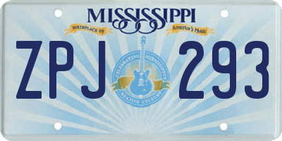 MS license plate ZPJ293