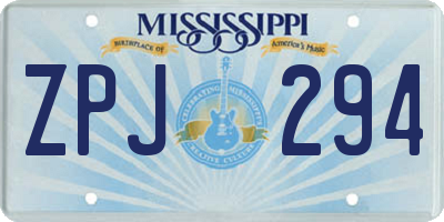 MS license plate ZPJ294