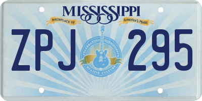 MS license plate ZPJ295