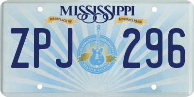 MS license plate ZPJ296