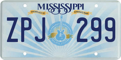 MS license plate ZPJ299
