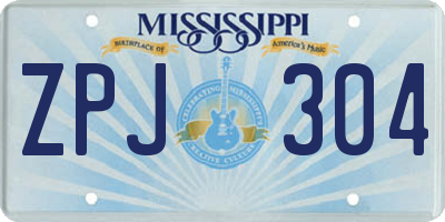 MS license plate ZPJ304