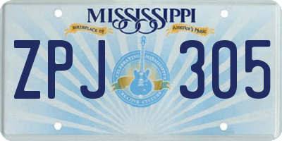 MS license plate ZPJ305