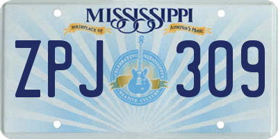 MS license plate ZPJ309