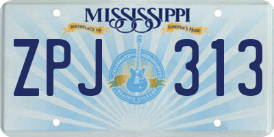 MS license plate ZPJ313