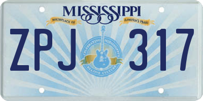 MS license plate ZPJ317