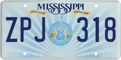 MS license plate ZPJ318