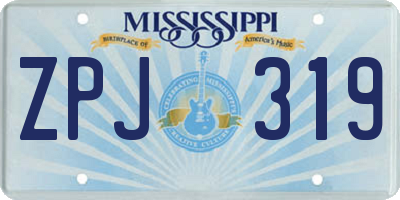 MS license plate ZPJ319