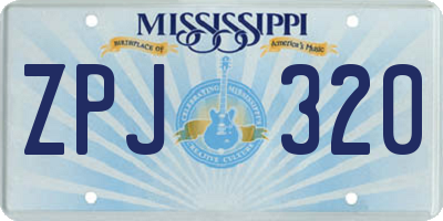 MS license plate ZPJ320