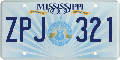 MS license plate ZPJ321