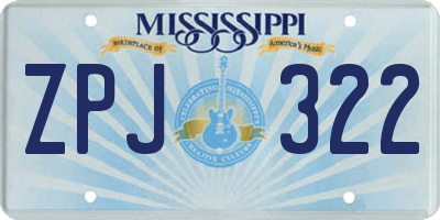 MS license plate ZPJ322