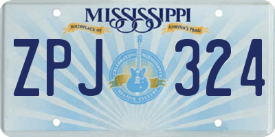 MS license plate ZPJ324