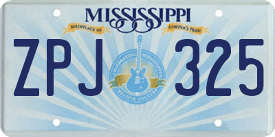 MS license plate ZPJ325
