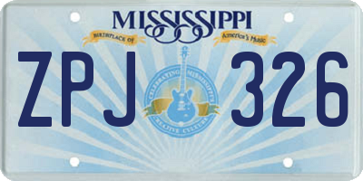 MS license plate ZPJ326