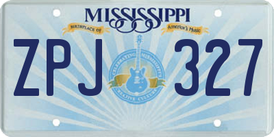 MS license plate ZPJ327