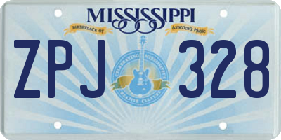 MS license plate ZPJ328