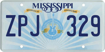 MS license plate ZPJ329