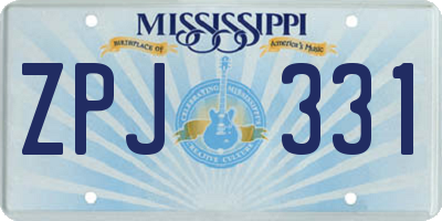 MS license plate ZPJ331