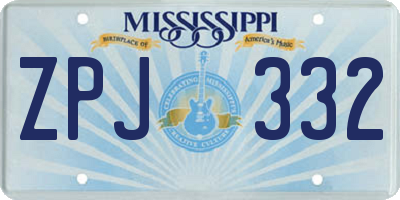 MS license plate ZPJ332