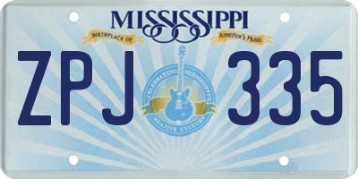 MS license plate ZPJ335