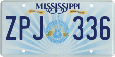 MS license plate ZPJ336