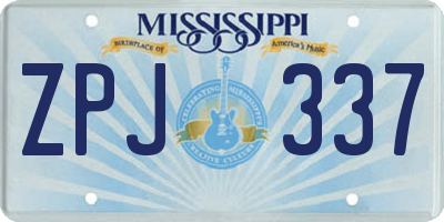 MS license plate ZPJ337