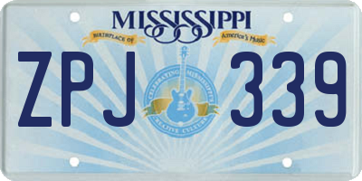 MS license plate ZPJ339