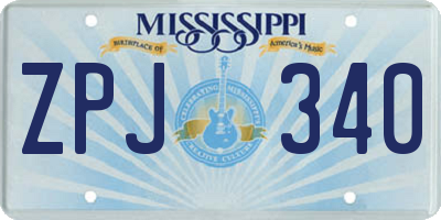 MS license plate ZPJ340