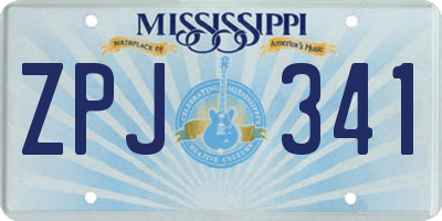 MS license plate ZPJ341