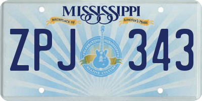 MS license plate ZPJ343