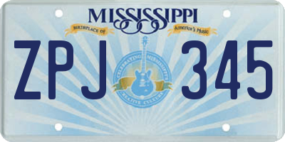 MS license plate ZPJ345