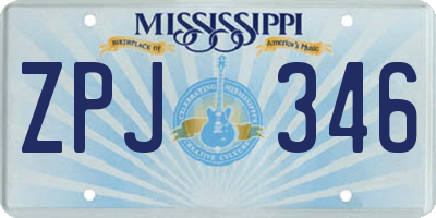 MS license plate ZPJ346