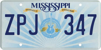 MS license plate ZPJ347