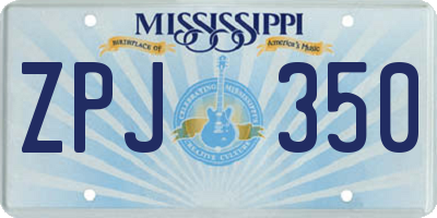 MS license plate ZPJ350